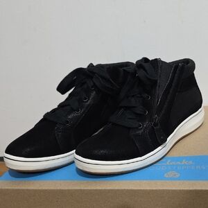 Clarks Black High-Top Sneakers with White Soles